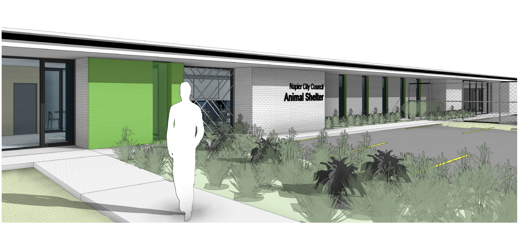 Artist's illustration of new animal shelter entrance